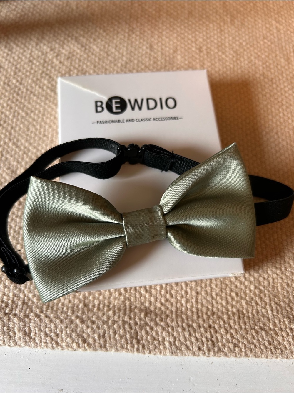 BEWDIO Sage Green Toddler Satin Bow Tie